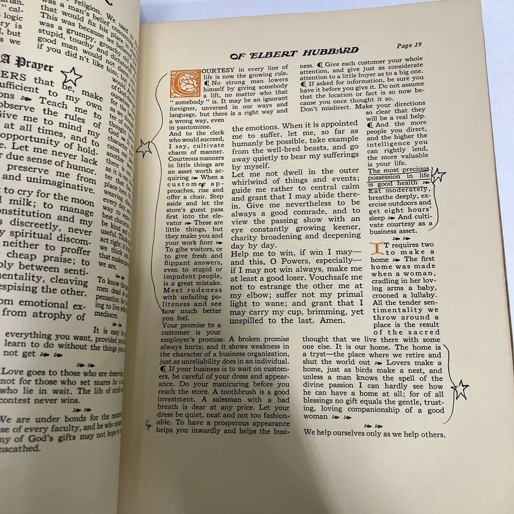 Lot of 2‎ Elbert Hubbard's Scrap Book 1923 and Note Book 1927 PB Quotes Essays